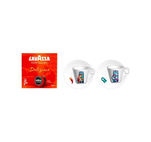 Coffret A Modo Mio Delizioso 144 capsules + Set Espresso Turin et Naples offert