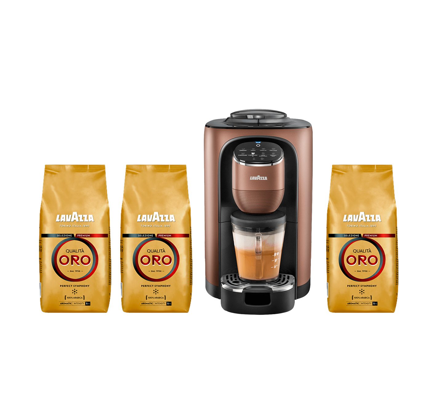 Coffret Assoluta machine à grains + 3kg Qualità Oro