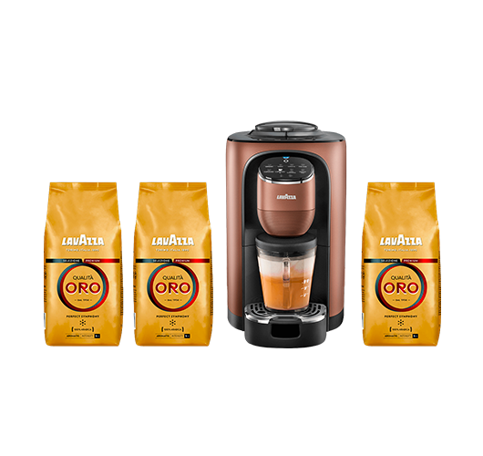 Coffret Assoluta machine à grains + 3kg Qualità Oro